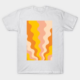 Retro groovy lines Seamless Pattern Yellow, Orange and Pink T-Shirt